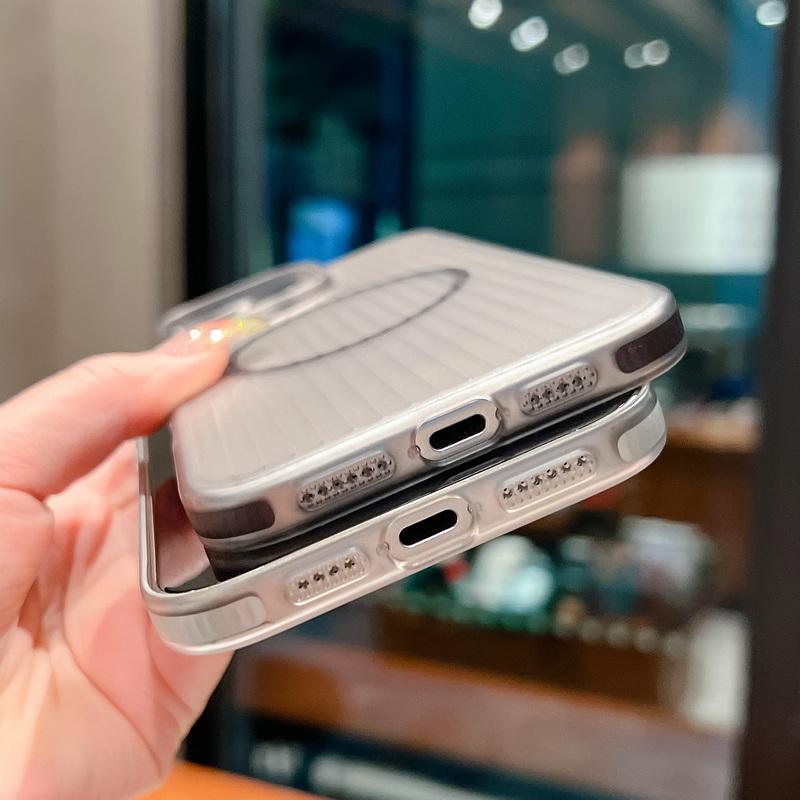 Geriffeltes Klares Mattes für Magsafe Hülle Für iPhone 16 Pro Max 15 Pro 14 13 12 11 Kabelloses Laden Magnetisch Stoßfest Schlank Transparent Handyhülle