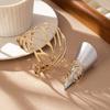 Stylish Hollow Leaf Bangle Elegant Retro Jewelry Set Trendy Open Bangle Ring Set  Women