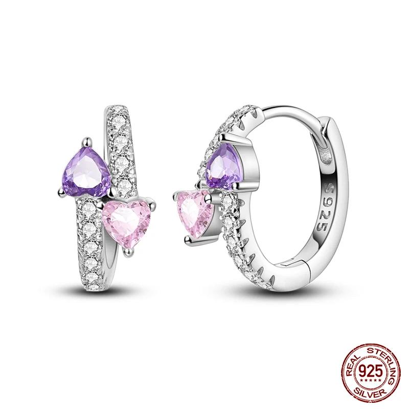 New 925 Sterling Silver Hope Rainbow Flower Earrings For Women Sparkling Colored Zircon Star Koi Earrings Fashion Party Jewelry