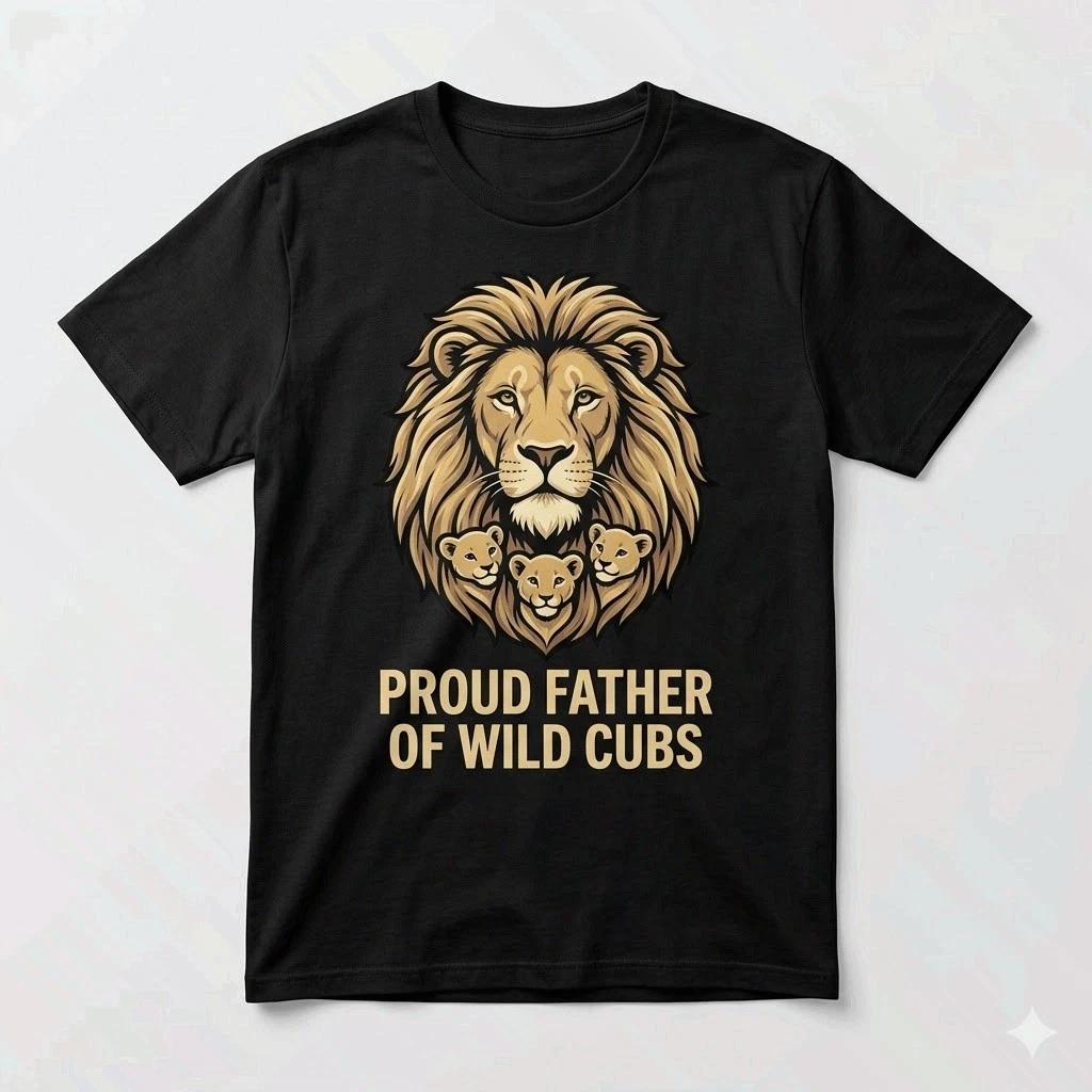 Proud Father Of Wild Cubs Lion Dad Shirt Father’s Day Dad Gift Tee L