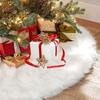 1.2m0.9m Christmas Tree Skirt White Ornaments Soft Faux Fur-like Plush Skirt for Holiday Merry Christmas Party Tree Decoration