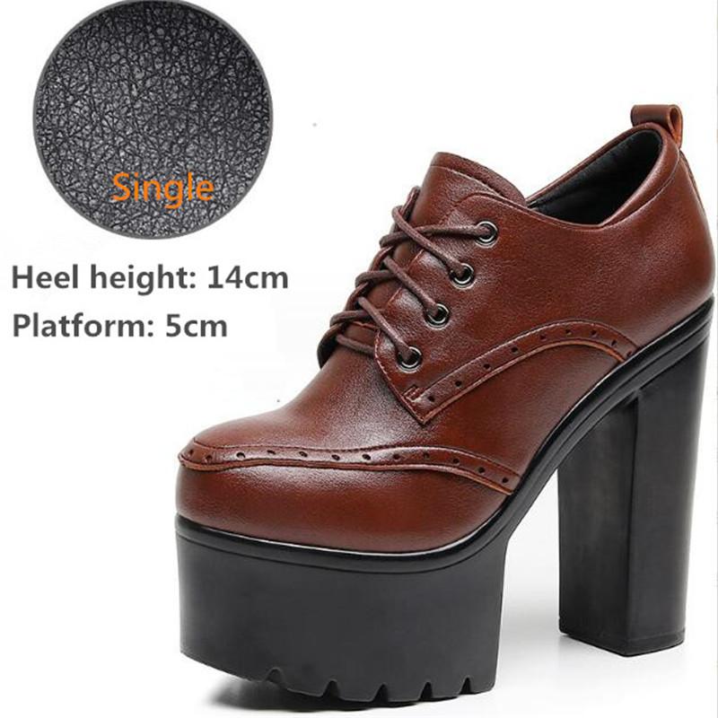New Women Pumps Shoes Size 32-43 Deep Mouth  Women Oxfords Fall Winter Plush Thick High Heel Shoes Platform Pumps Office