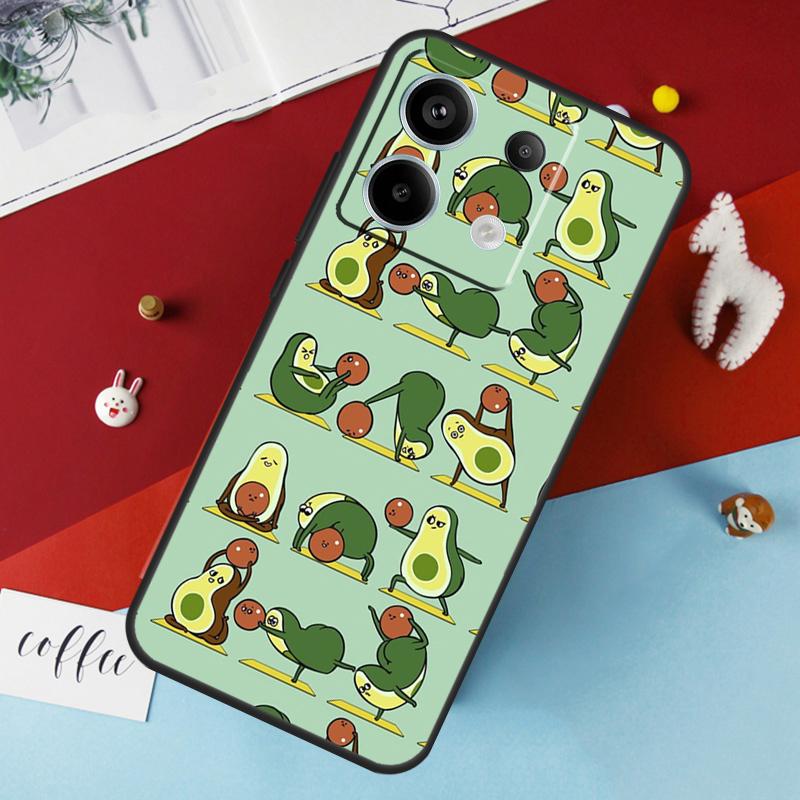 Avocado Yoga Lustiges Muster Hülle Für Xiaomi Redmi Note 14 Pro 13 12 11 10 15 Pro Plus Redmi 15 14C 10C 12C 13C 15C Abdeckung