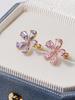 Minimalpiercing 14K Big Flower Color Cubic Piercing Earrings