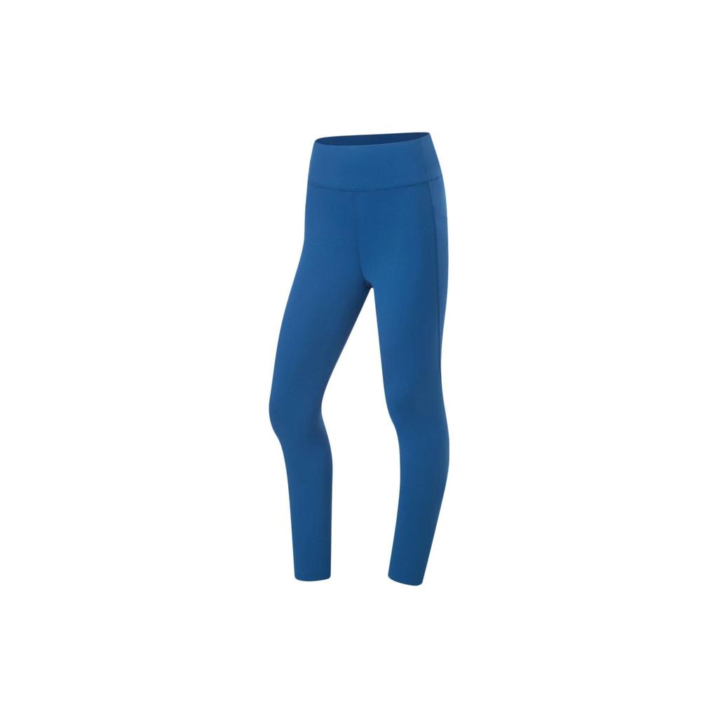 Li-Ning Solid Color Flat Waist Tight Fitness Pants Women Bottoms New-Denim-Blue AULT010-2