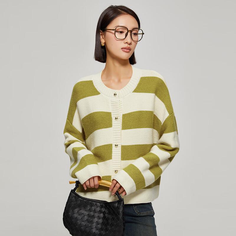Women's Korean Style Loose Striped Long Sleeve Knit Cardigan