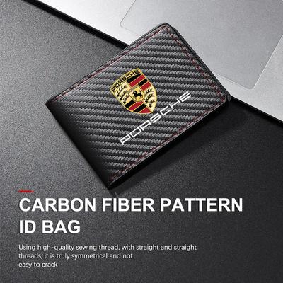 Auto Koolstofvezel Houder voor Rijbewijs ID-kaart Tas Voor Cayenne Panamera Macan 911 718 Taycan Boxster Cayman 918 Pajun