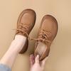 Loafers Women's Spring and Autumn New Soft-soled Middle-aged Mother Pumps Flat-soled Lace-up Work Casual Leather Shoes Women