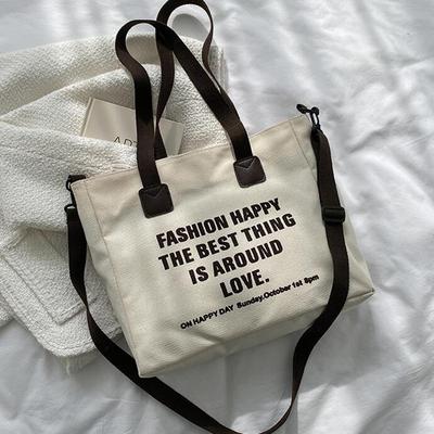Casual Women Shoulder Bag Fashion Female Canvas Portable Handbags Print Large Capacity Travel Laptop Tote Bags For Lady