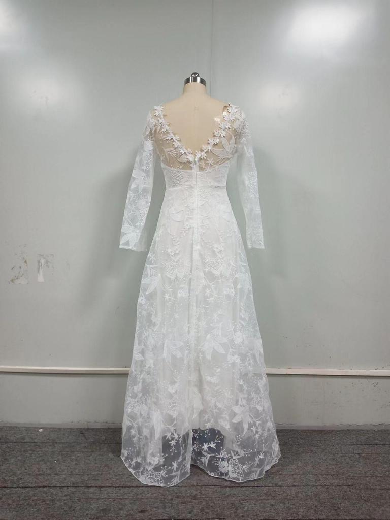 2024 Dameblondespisekjole med blomsterhale og elegant svingende aftenkjole