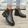Women Boots Chunky Heel Platform British Style Thick Sole Med Heels Casual Chelsea Boots for Autumn and Winter Casual Footwear