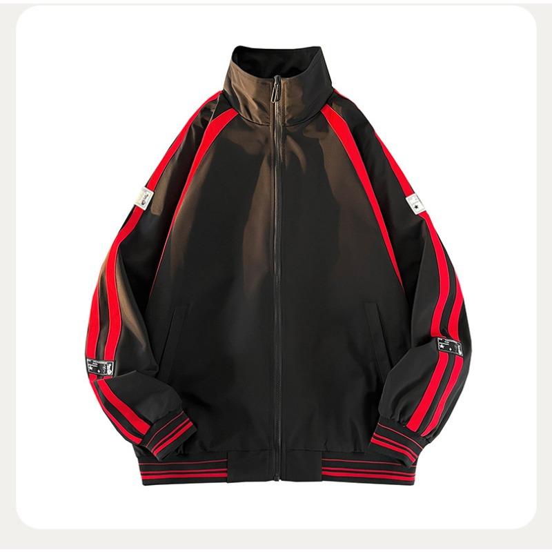 

Куртка с воротником-стойкой, модная на весну и осень, контрастного цвета, мужская свободная и универсальная повседневная куртка с воротником-стойкой 3XL