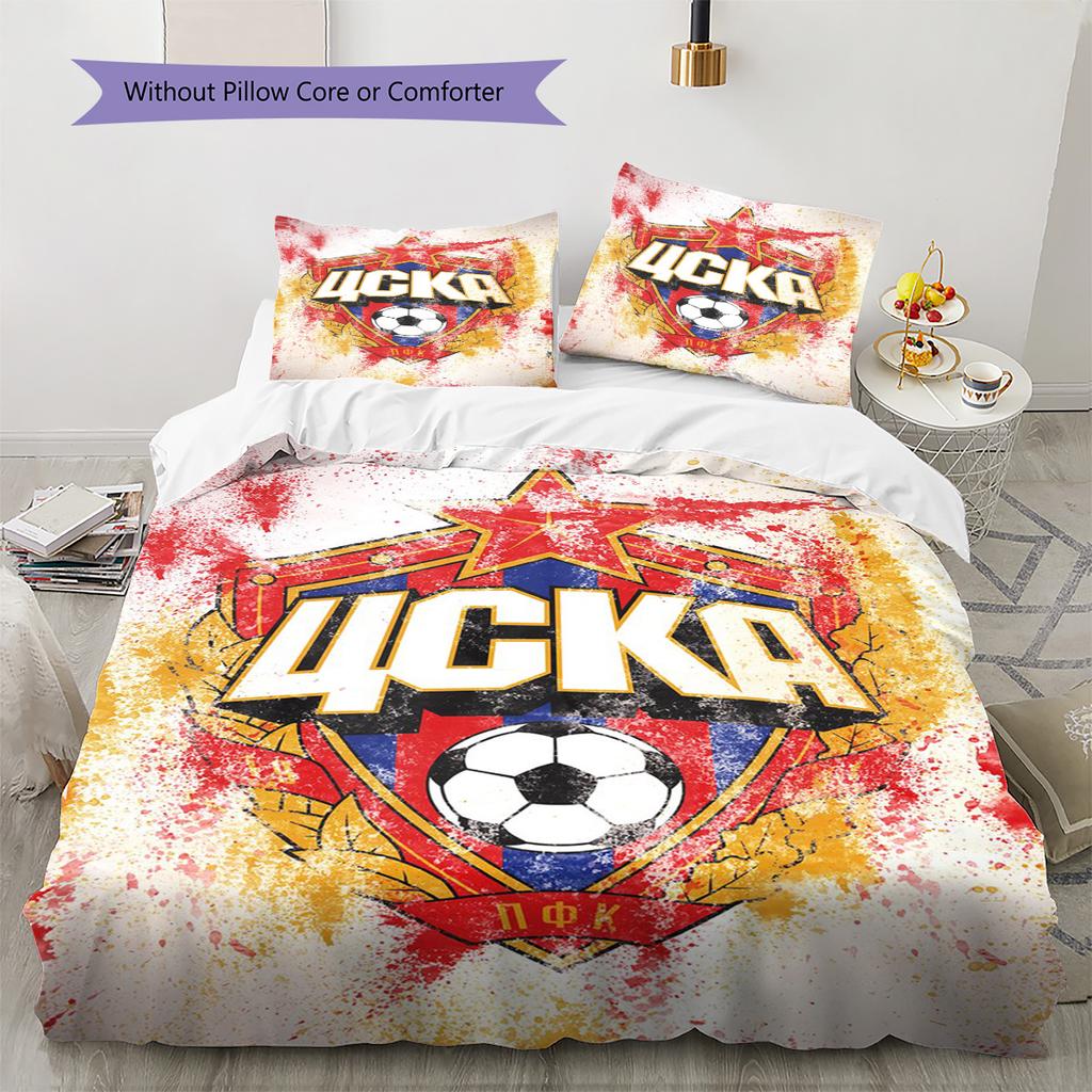 CSKA Moscow Logo Pattern Bedding Set Quilt Cover Pillowcase Home Decor Gift (1 * Duvet Cover + 2 * Pillowcase, Without Core)