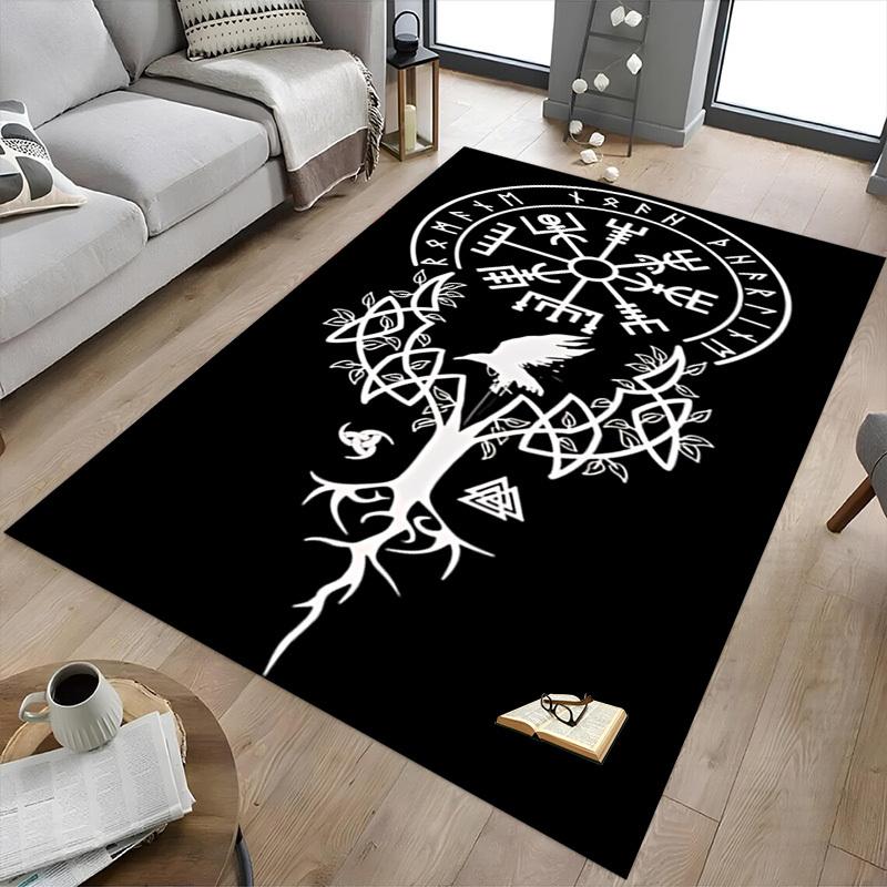 1pc Valknut Raven Carpet Anti Slip Polyester Floor Mat for office.Bedroom