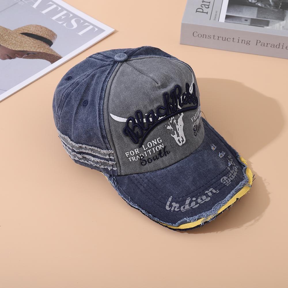Breathable Embroidered Sun Protection Hat, Men's Baseball Cap Spring and Autumn Sun Hat Washed