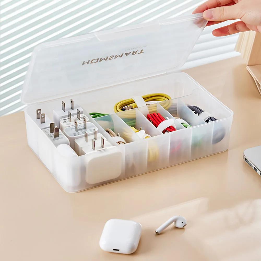 Charger Cord Data Cable Storage Box, Data Line Storage Desktop Cable Collect Case Dustproof Power Boxes Wire Cable Organizer