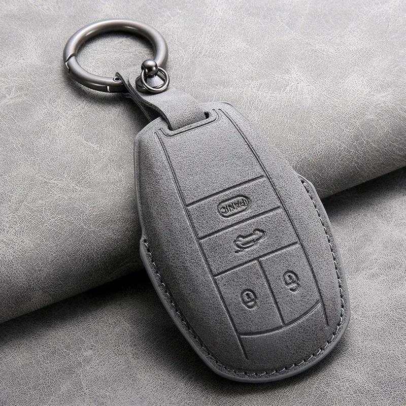 Car Key Cover Shell Fob for Bentley Bentayga 2017- 2AHMV-YK1 Leather Car Key Case Cover for Bentley Keyring Accessories