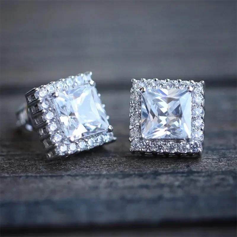 New Elegant Design Square Zircon Temperament Earrings, New High-End, Dazzling, Luxurious And Exquisite Accessories