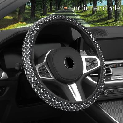 Car Steering Wheel Cover Elastic Breathable Geometric Printed Leather Steering Wheel Cover for General Motors Vehicle