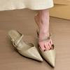 Shoes Woman's Slippers Cover Toe Heeled Mules Black Sandals Slides 2025 High Beige Pumps Shoes Slippers Heels Cover Toe Beige