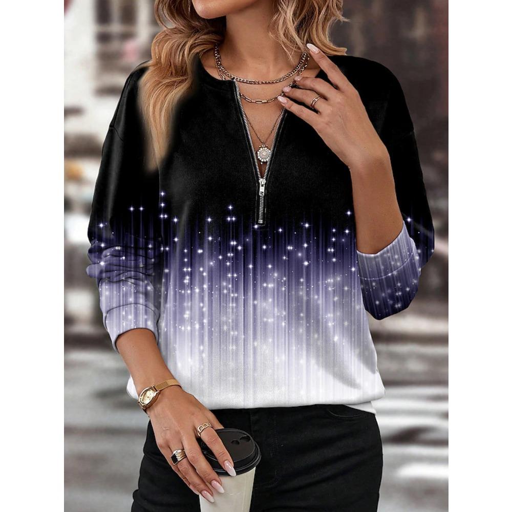 JPNTKY Dámská móda Ležérní Mikiny a Svetry s dlouhým rukávem, zipem u krku a kapucí