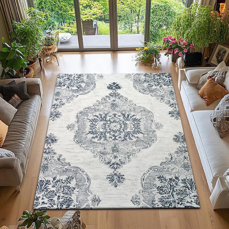 RAKKS Vintage Velvet Area Mat-Non-Slip, Soft & Durable Polyester, Retro Abstract Design,Perfect for Living Room & Bedroom Decor