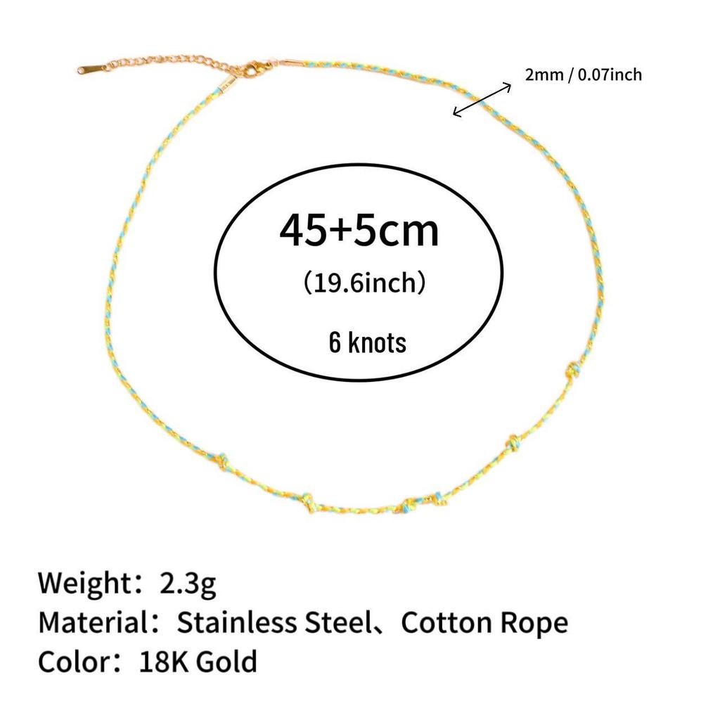 Colorful Dopamine Hot Girl Beach Necklace - European & American Style Cotton Rope Chain