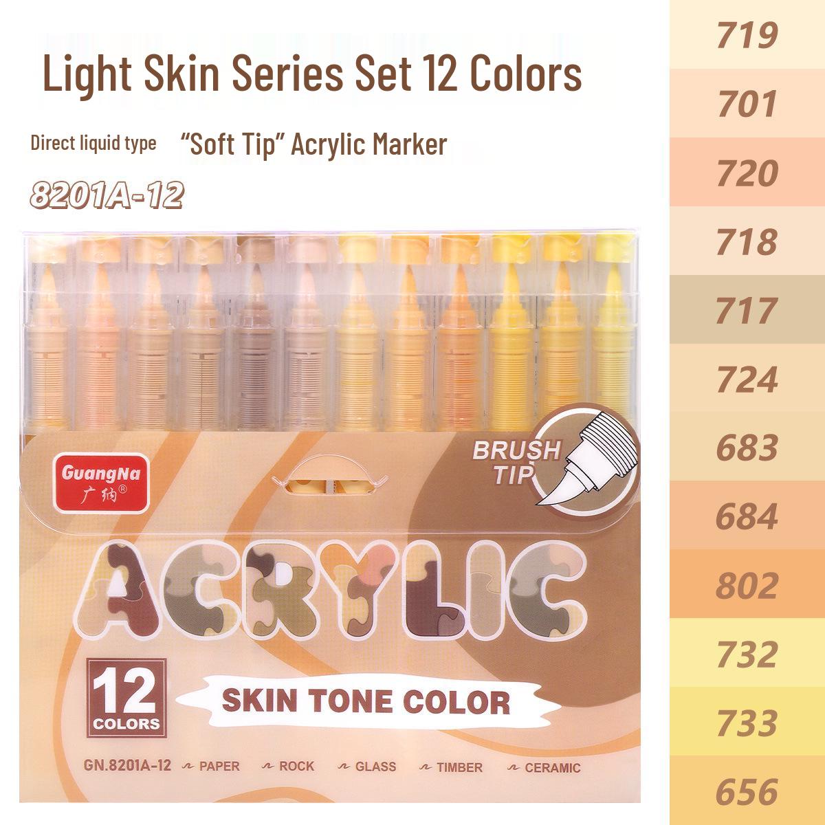 Guangna 8201 Acryl-Marker-Set: 24 Hauttöne & Macaron-Farben für die Kunstmalerei