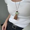 Natural Minimalist Design Zebra Tassel Long Pendant Necklaces For Women  Versatile Adjustable Sweater Chain Jewelry