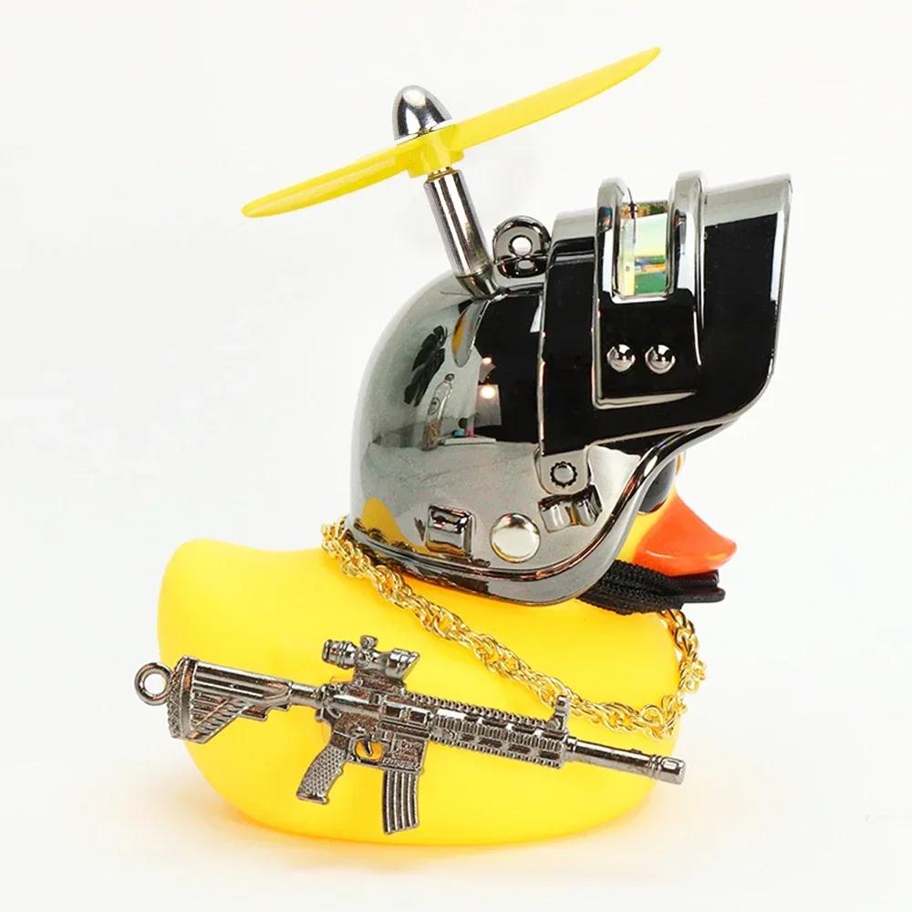 Yellow Duck with Helmet for Bike Without Lights Auto Car Accessories Duck In The Car Car Interior Decoration Motor Accessories