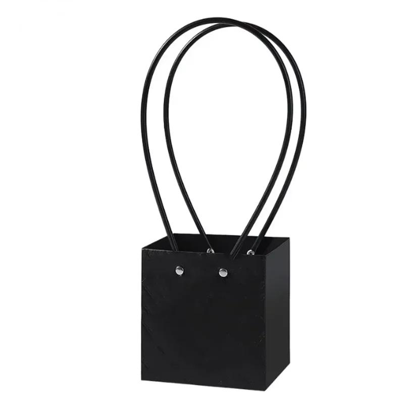 Paper Box Pink Kraft Paper Tote Bag Square Gift Bag  Flower Shop Supplies Valentine's Day Party 10pcs Fresh Flower Packaging