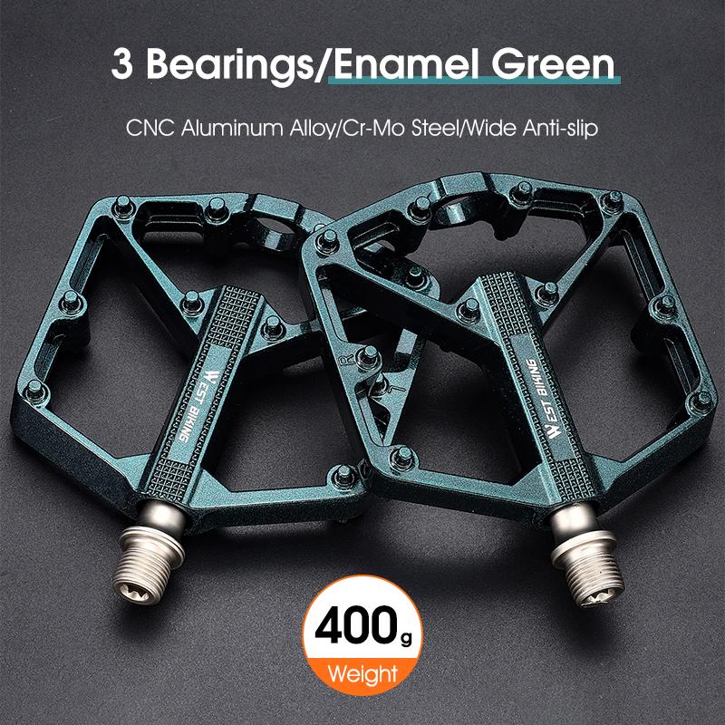 WEST BIKING MTB Bike Pedals 3 Bearing Aluminum Alloy Widened Non-Slip Platform Pedals Road Cycling City Folding Bike Flat Pedals