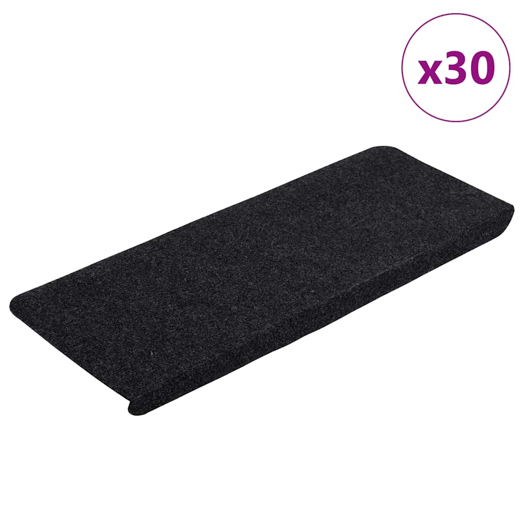 Self-Adhesive Stair Mats 30 Pcs. Black 65X24.5X3.5 Cm