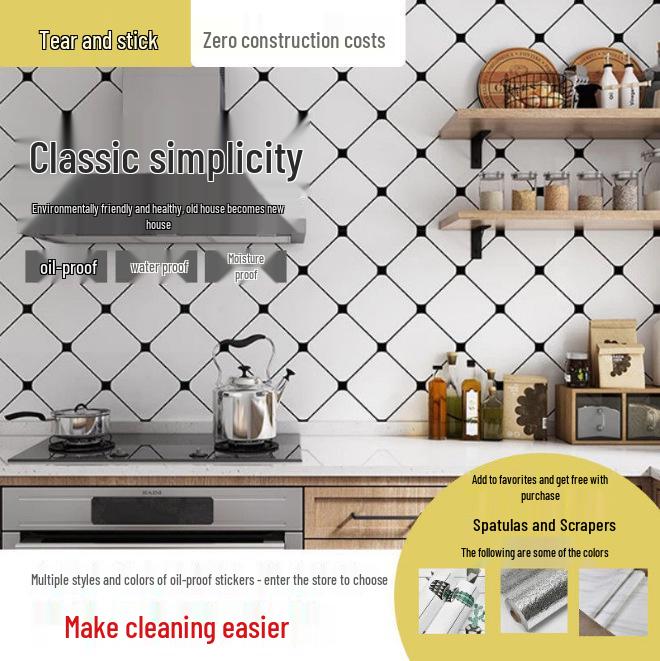 High-Temperature Resistant, Waterproof, Oil- and Moisture-Proof Kitchen Wall Stickers - Self-Adhesive Aluminum Foil for Cabinets and Stoves