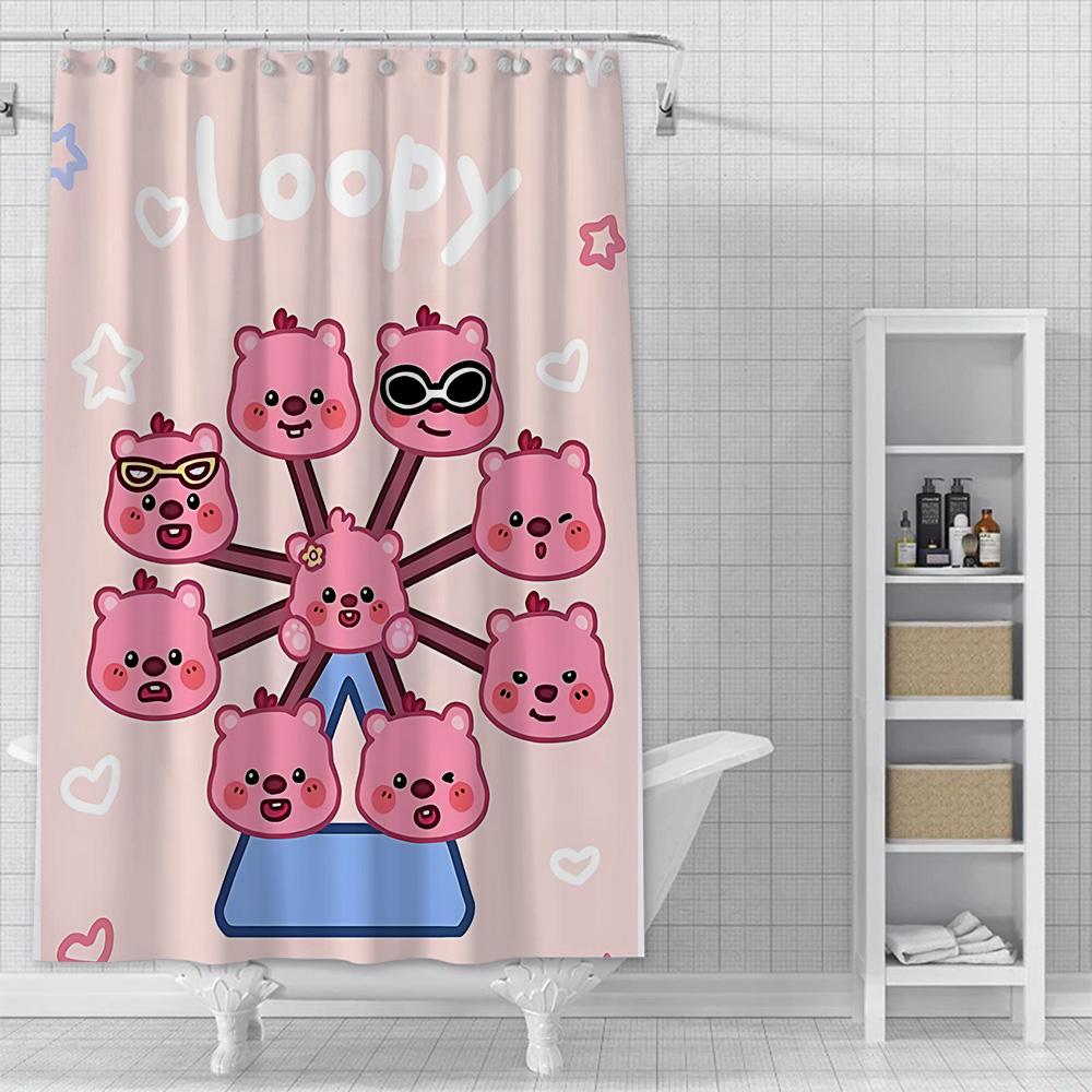 Shower Cute anime Loopys Curtain Waterproof Polyester Fabric Paint Colorful Bath Curtains Home Bathroom Decor Curtain With Hook