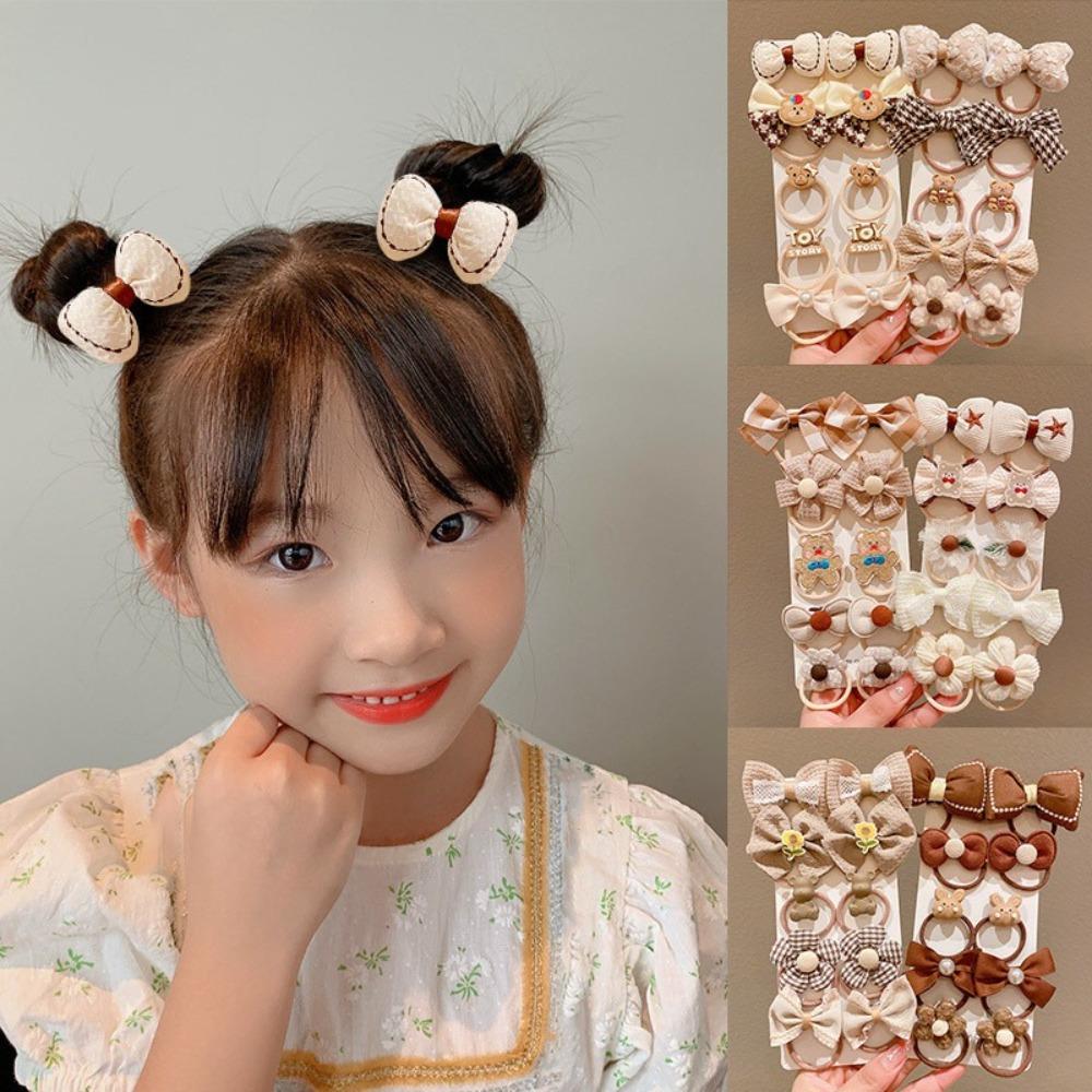 10pcs High Elastic Rubber Bands Cute Bow Hair Ties High Quality Flower Headbands for Kids