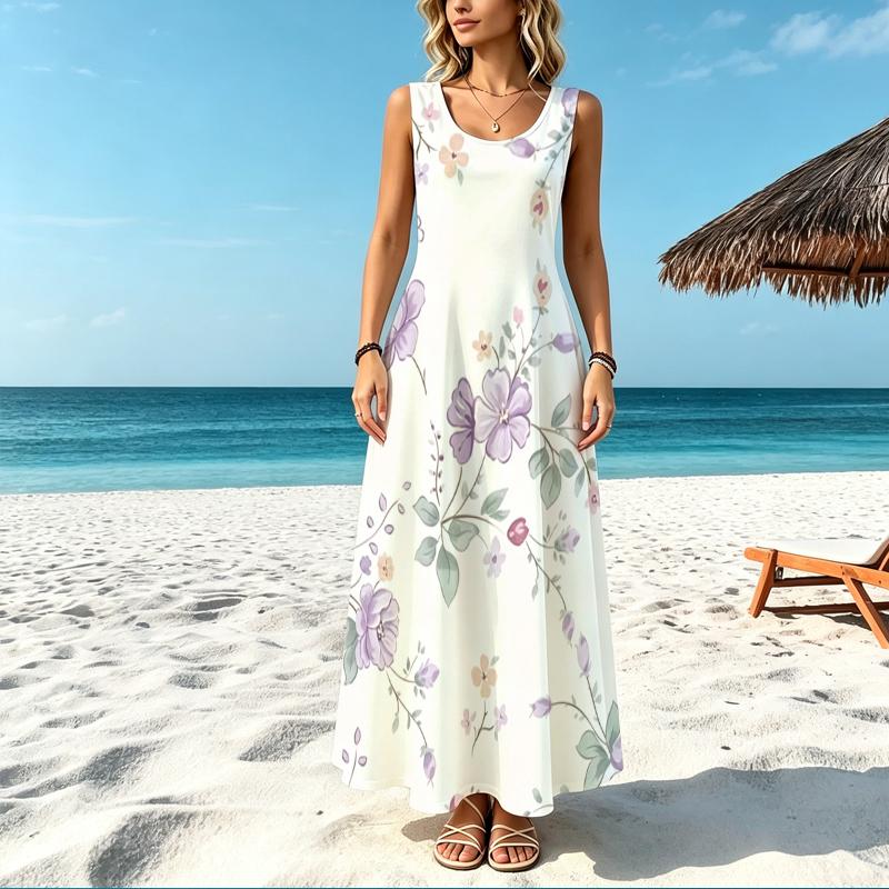 Loose Lightweight Sleeveless Dress Relaxed Summer Fashion for Beach Vacation Casual Daily Wear