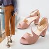Summer Sexy Fish Mouth Hollow Roman Sandals Thick with Word with Beaded High Heels Female Summer Sexy Female Sandals
