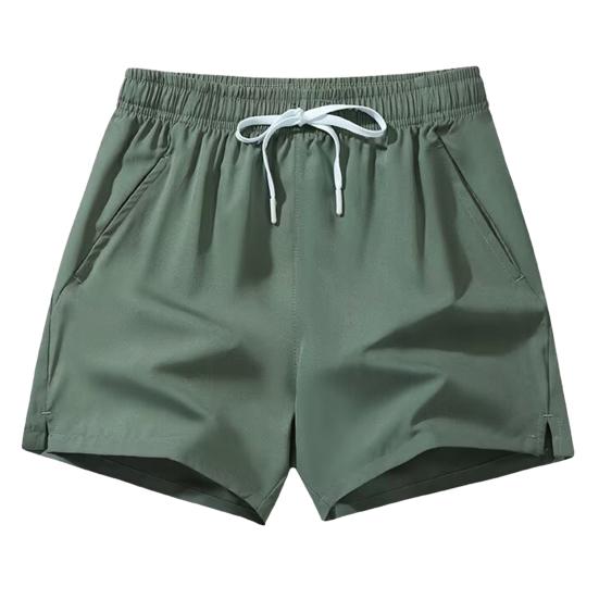 

Мужские летние шорты с эластичной талией, регулируемые спортивные шорты на шнурке с карманами, однотонные широкие шорты 2XL армия зеленый