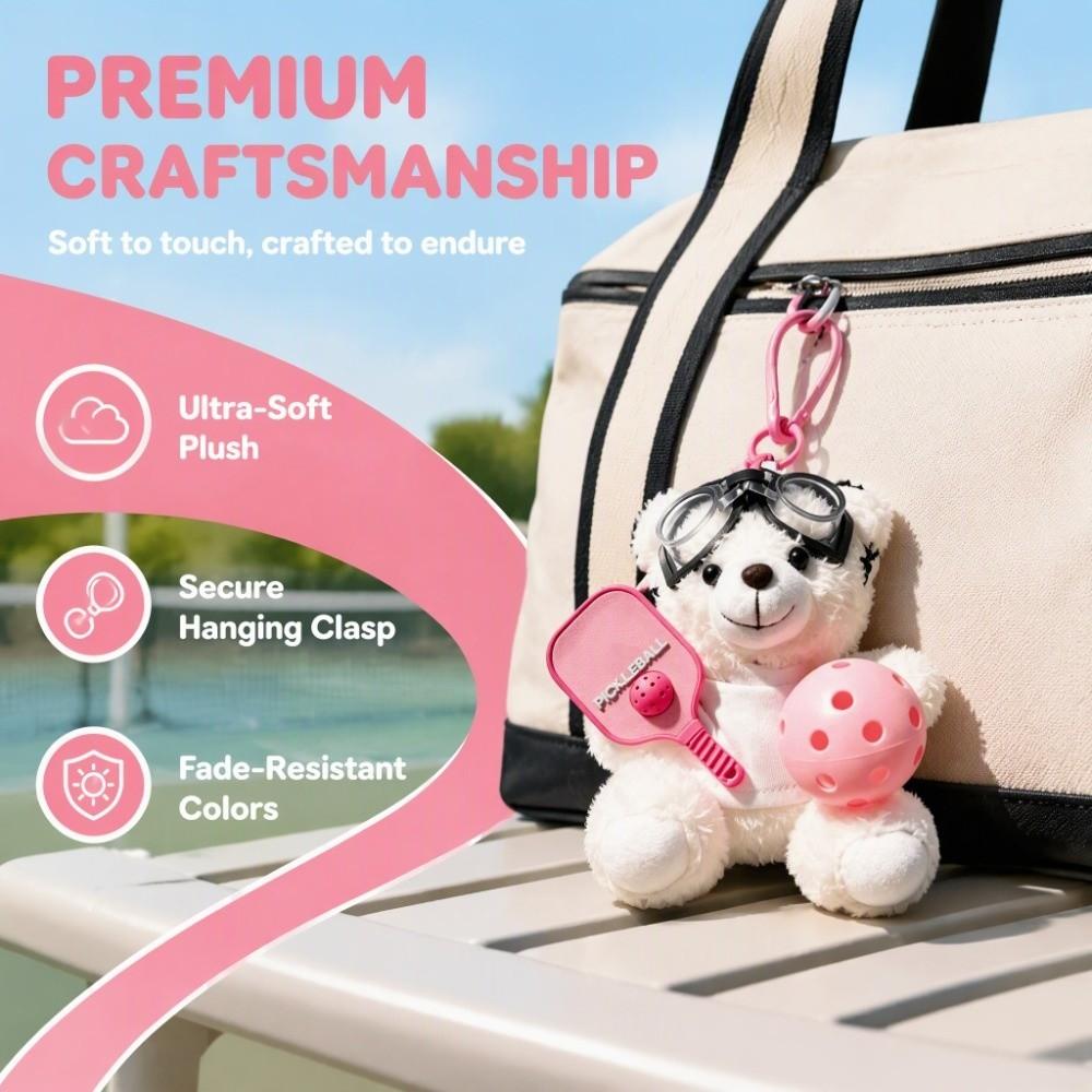 Cartoon Pickleball Pilot Bear Pendant Soft Car Key Ring Cute Bag Pendant Bag Accessories