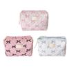 Spacious Zippered Makeup Bag for Skincare Essential Stylish Bowknot Print Toiletry Organizer Cosmetic Storage Container