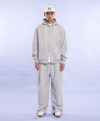 Cream Soda Lab Plain All Season Two-Way Zip-Up Hoodie Gray