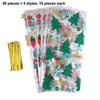 50Pcs Merry Christmas Cellophane Bags With Twist Ties Xmas Candy Gift Bags  Year'S Eve Christmas Party Decoration