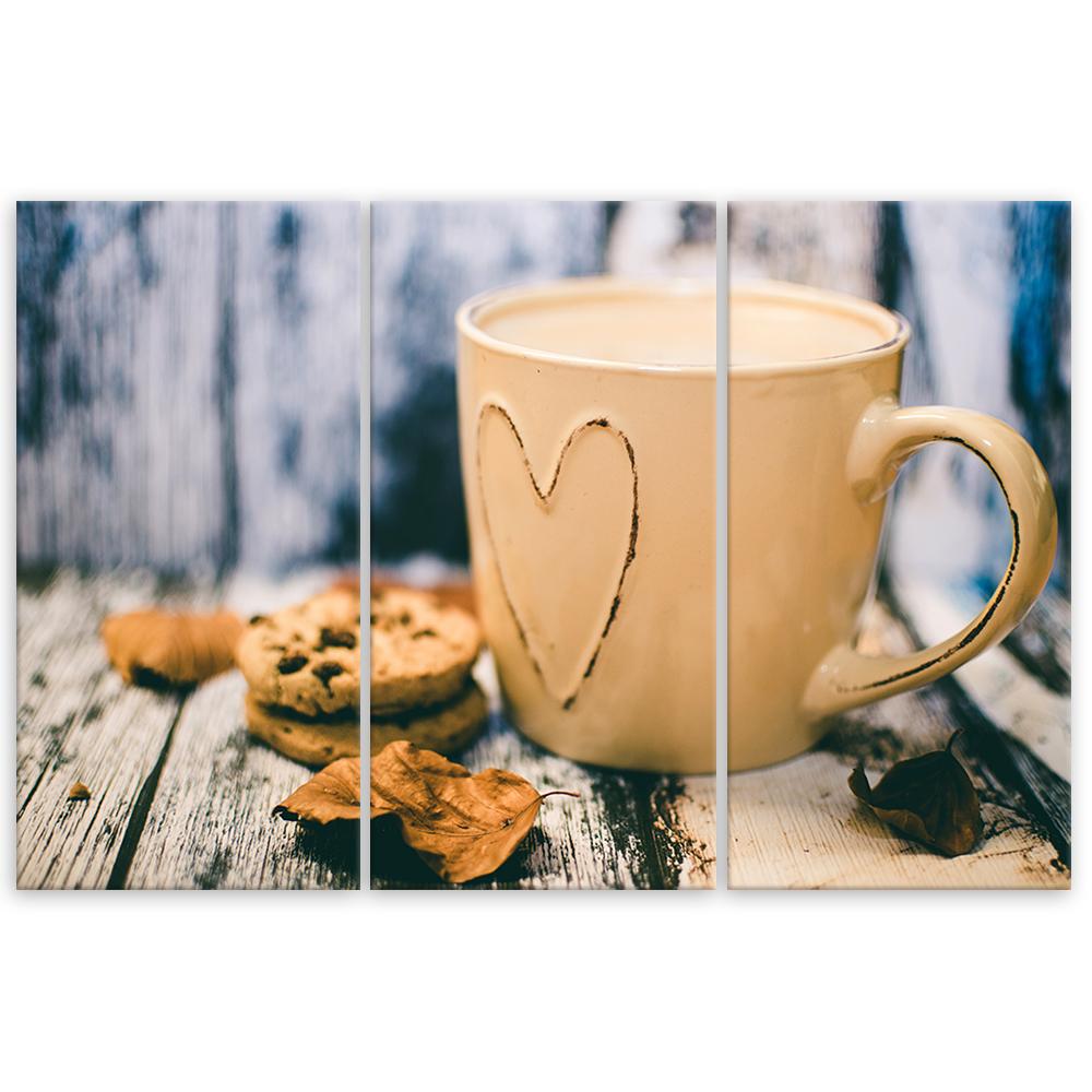 Three Piece Picture Canvas Print Coffee Cup Retro