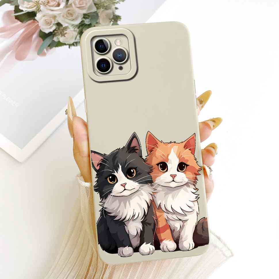 For iPhone 11 Pro Max A2218 Case Cute Cartoon Pattern Cat Silicone Back Cover For iPhone 11Pro Max A2161 A2220 Phone Cases