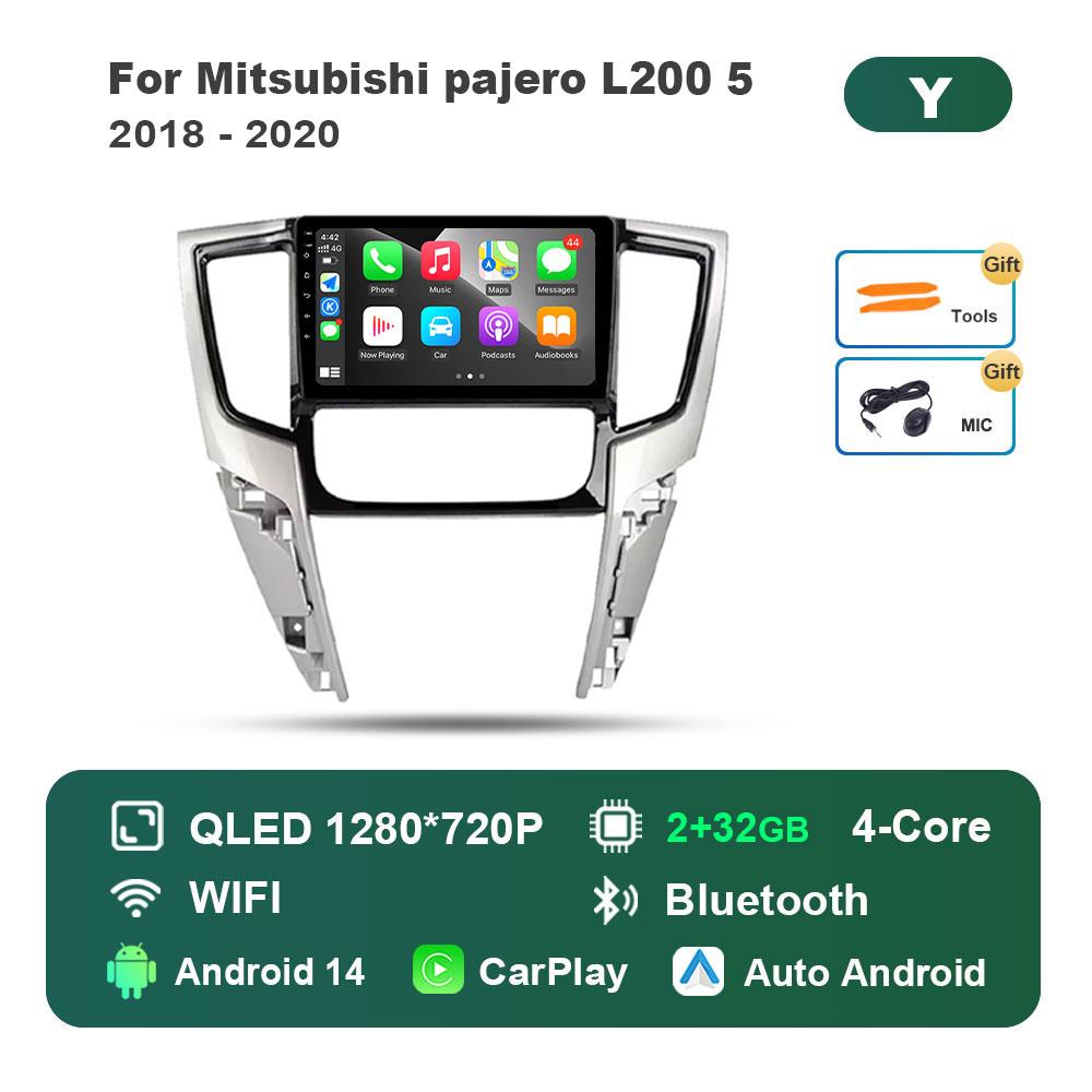 Touch Screen GPS Navigation for Mitsubishi Pajero L200 5 2018 - 2020 Android 14 Car Video Multimedia Player WiFi BT Auto Tools