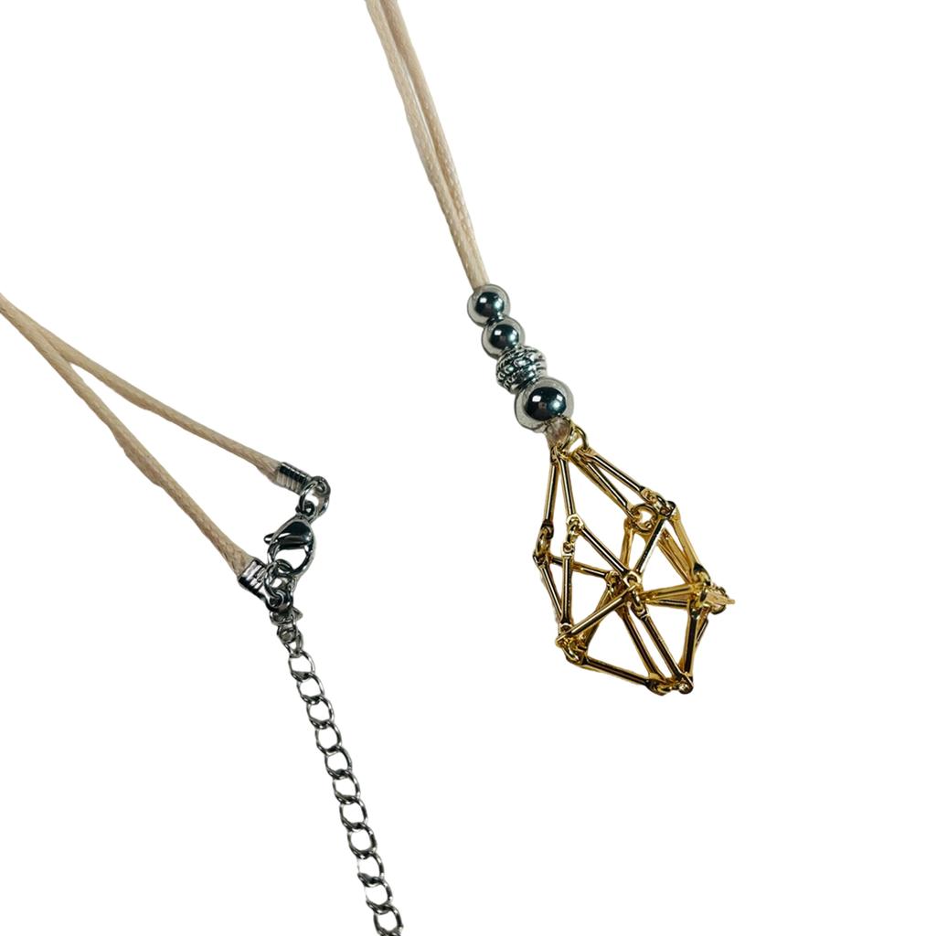 Adjustable Crystal Cage Necklace For Natural Stones Mesh Pendant Clavicle Chain Unisex Jewelry Gift For Men And Women