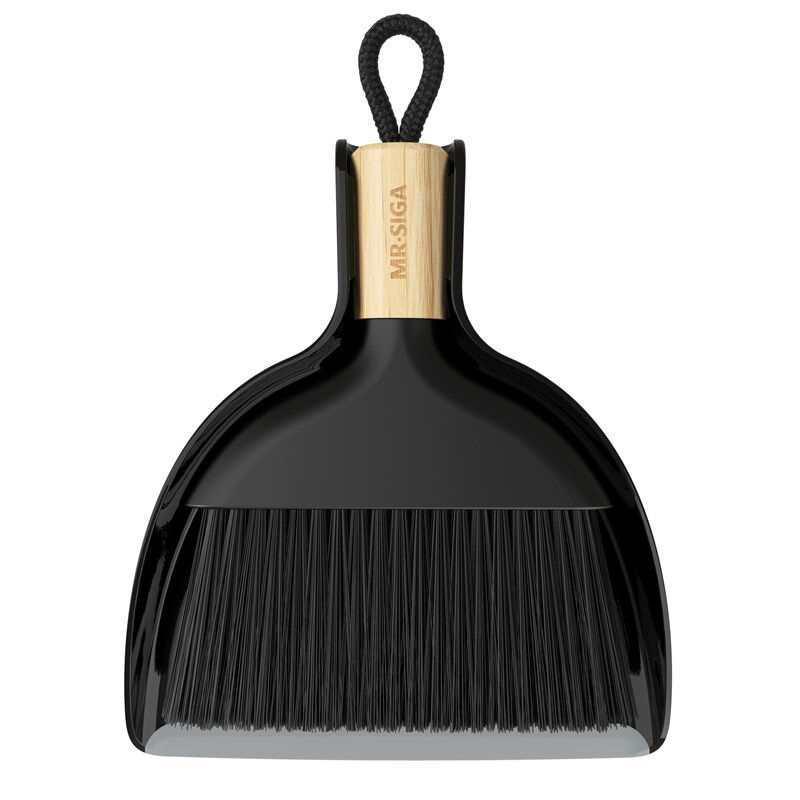 

MR.SIGA Bamboo Handle Mini Broom & Dustpan Set with Floor-Hugging Design чорний