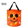 Fabric Gift Packaging for Kids Halloween Glowing Pumpkin Candy Bag LED Light Up Trick or Treat Bucket Large Storage Buckets Reusable Waterproof Oxford