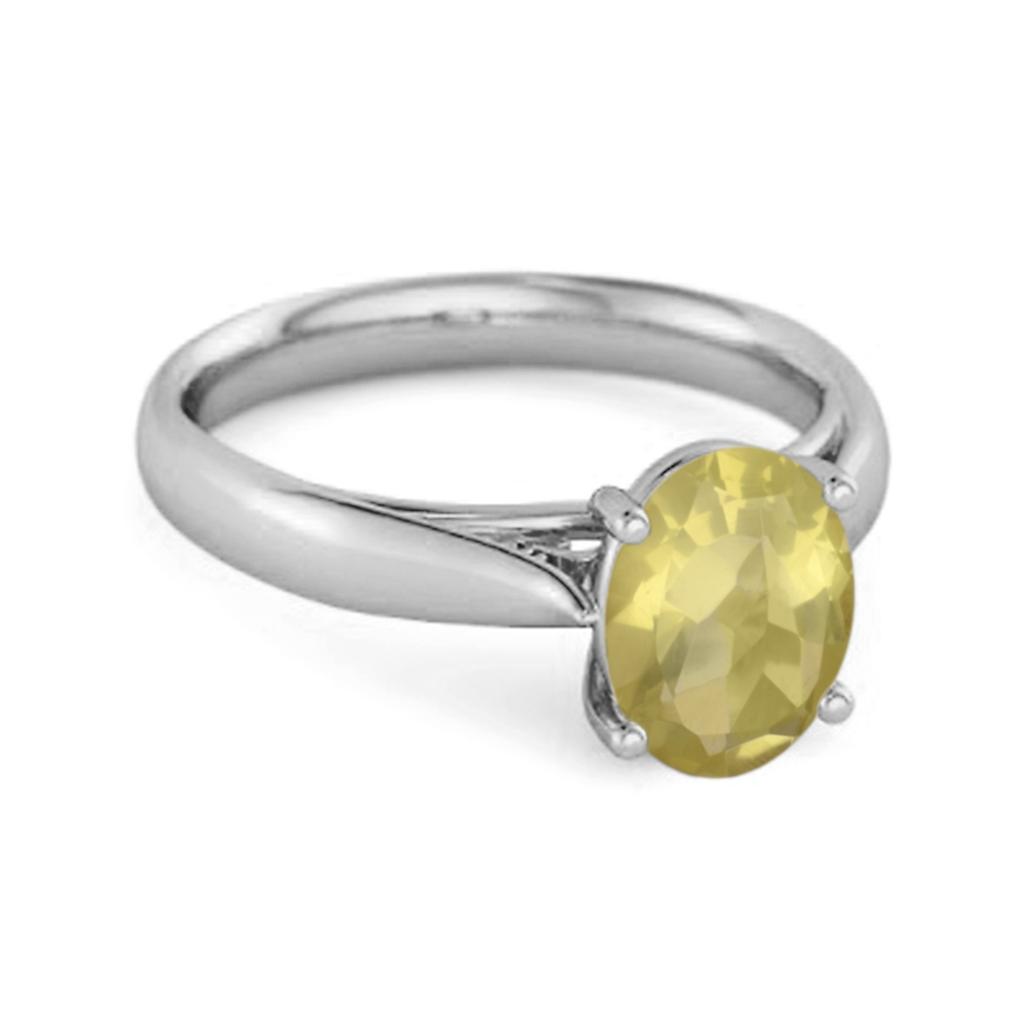 Lemon Quartz Classic Solitaire Ring - 925 Sterling Silver